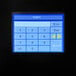 A blue digital calculator screen with black numbers.