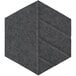 A dark gray hexagon-shaped Versare SoundSorb acoustic panel with a black beveled border.