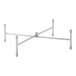 A stainless steel display riser with four legs.