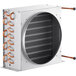A metal Avantco condenser coil with copper coils inside.