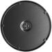 A black circular Lancaster Table & Seating table base plate with a hole in the center.