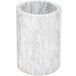 A white marble cylinder with grey veins.