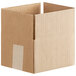 A Lavex cardboard shipping box with a cut out corner on a white background.