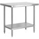 A Regency stainless steel work table with undershelf.