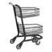 A Regency black shopping cart with two baskets on wheels.