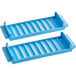 A pair of blue plastic Controltek USA coin trays.