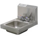 A stainless steel Advance Tabco hand sink with a deck mount faucet.