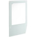 The left glass for a white Avantco refrigeration cabinet door.