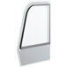The left glass for an Avantco white refrigeration cabinet with a clear window.