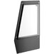 The left glass for a black Avantco refrigeration cabinet with a white background.