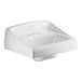 A white Sloan wall mounted lavatory sink with a hole for faucets.