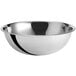 A silver stainless steel Choice mixing bowl.