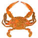 A steamed blue crab with seasoning on its back.