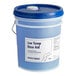 A blue and white plastic container of Advantage Chemicals Low Temperature Concentrated Dish Washing Machine Rinse Aid with a blue lid.