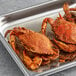 A tray of small-extra large extra seasoned steamed female Chesapeake crabs.