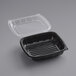 A black plastic Choice microwavable container with a clear lid.