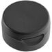 A black 38/400 inverted squeeze bottle lid with a pressure sensitive liner.