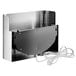 A stainless steel Paraclipse Fruit Fly Patrol insect trap with a power cord attached.