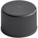 A 24/410 black plastic bottle cap with a black foam liner on the rim.