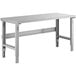 A grey rectangular Lavex workbench with metal legs and a steel top.