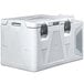 A white Coldtainer portable freezer container with black handles.