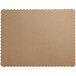 A brown rectangular piece of cardboard with scalloped edges.