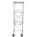 A chrome Metro wire shelving unit with polyurethane wheels.