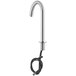 A silver Waterloo hands-free faucet with a long gooseneck spout.