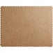 A white rectangular piece of brown laminated corrugated paper with scalloped edges.