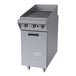 A stainless steel 17-inch briquette charbroiler with storage base and control knobs, designed for commercial kitchens.
