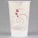 A white Solo paper cold cup with a swirl design.