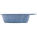 A blue polyethylene bowl with a handle.