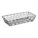 An American Metalcraft black wire rectangular basket with handles on a white background.