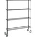 A Steelton 4-shelf wire shelving unit with wheels.