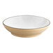 A white bowl with a tan matte finish.