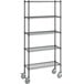 a wire shelving unit with wheels