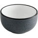 A midnight blue stoneware bowl with a black rim.