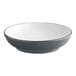 A gray Acopa stoneware pasta bowl with a white rim.