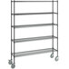 A Steelton black wire shelving unit with wheels.