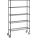 A Steelton black wire shelving unit with wheels.