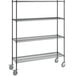 A Steelton 4-shelf wire shelving unit with wheels.