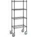 A Steelton black wire shelving unit with wheels.