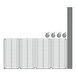 A diagram of a Steelton black metal wire shelving kit with four poles and casters.
