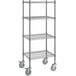 A Steelton chrome wire shelving unit with wheels.