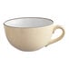 An Acopa Embers cream white stoneware cup with a speckled rim.