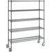 A Steelton black wire shelving unit with wheels.