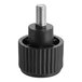 a black plastic object with a screw