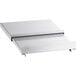 A silver rectangular stainless steel lid with a sliding cover.
