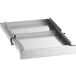 A Regency stainless steel sliding lid for two open compartments on a metal tray.