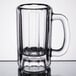 A Libbey clear glass mug with a handle.